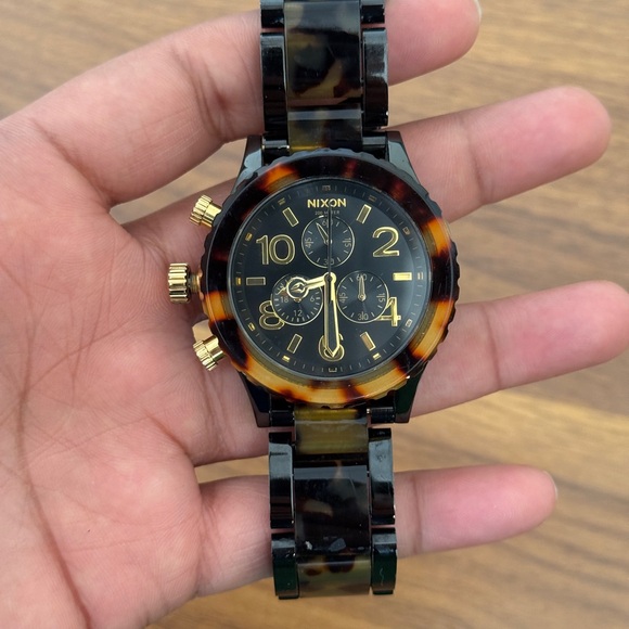 Nixon Tortoise and Gold Chronograph Watch 42-20 women’s watch main image 6